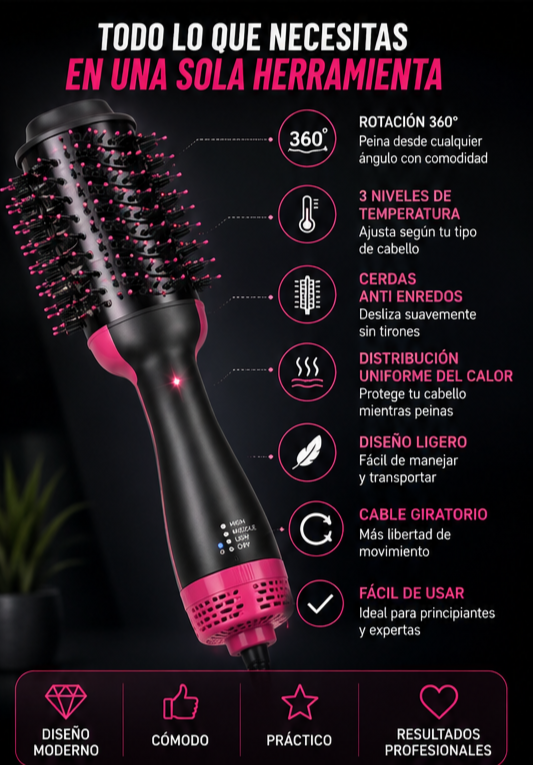 Nuevo Cepillo Secador Alisador Pro