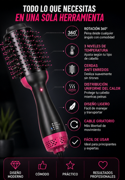 Nuevo Cepillo Secador Alisador Pro