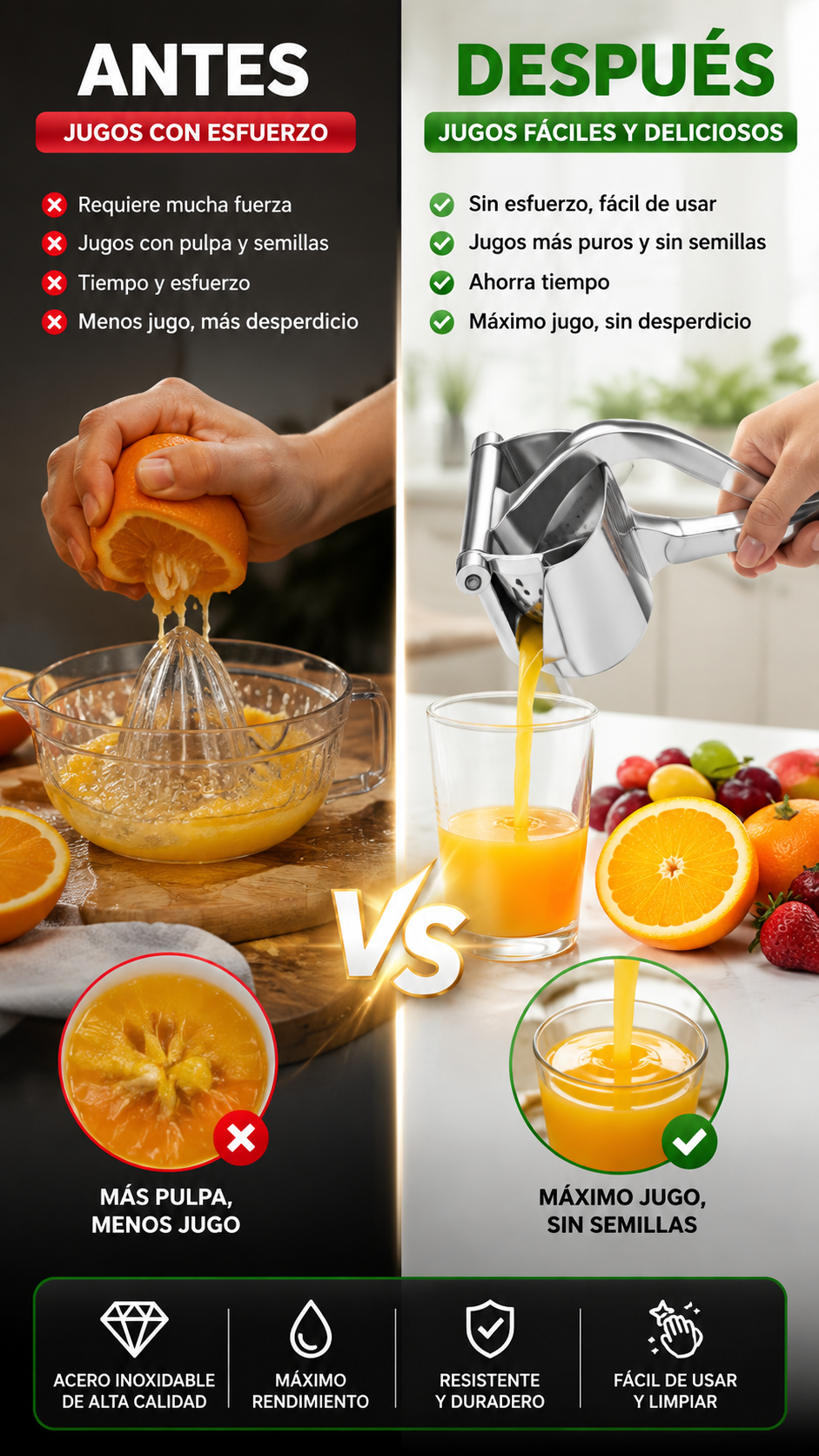 Nuevo Exprimidor Manual Pro para Frutas