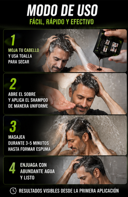 Nuevo Shampoo Color Negro Instantáneo Natural