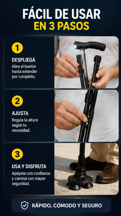 Nuevo Bastón Plegable con Luz LED