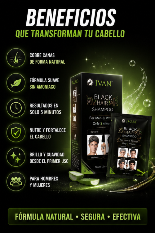 Nuevo Shampoo Color Negro Instantáneo Natural