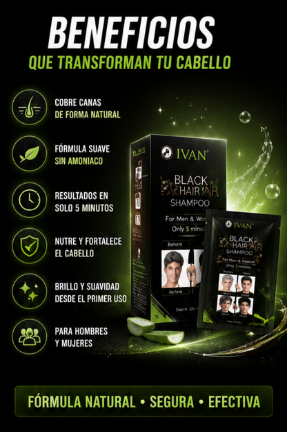 Nuevo Shampoo Color Negro Instantáneo Natural