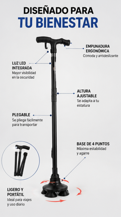Nuevo Bastón Plegable con Luz LED