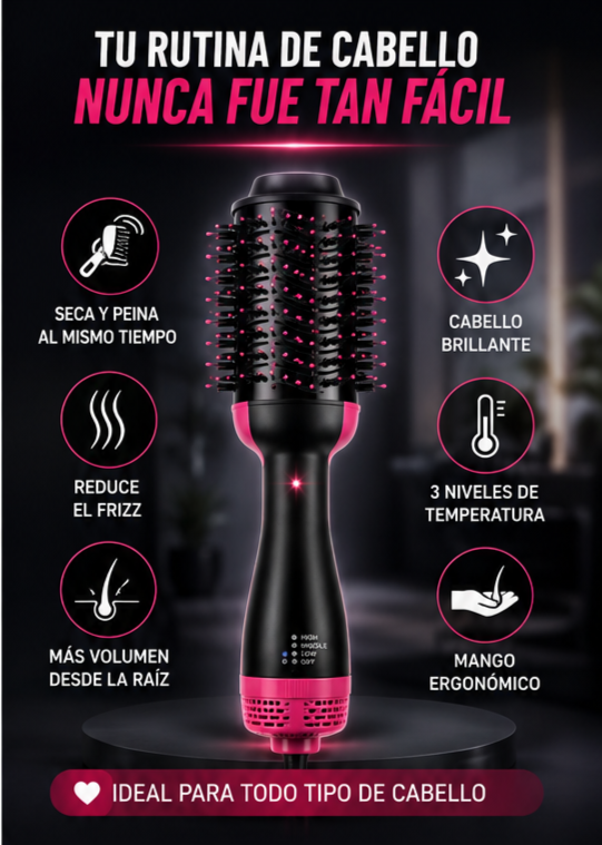 Nuevo Cepillo Secador Alisador Pro